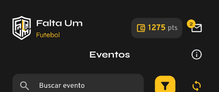 Lista de partidas com data, horário e vagas no Falta Um