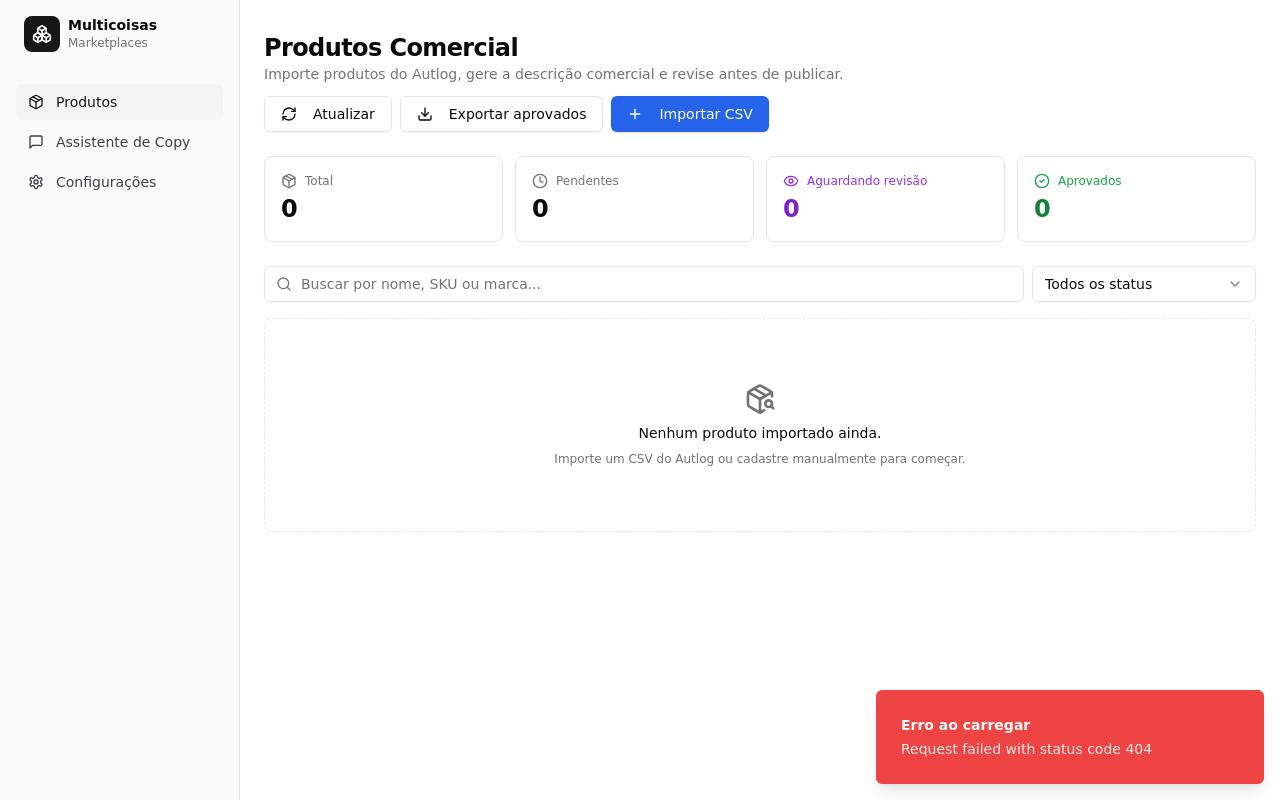 Cadastro de Produtos inteligente template preview