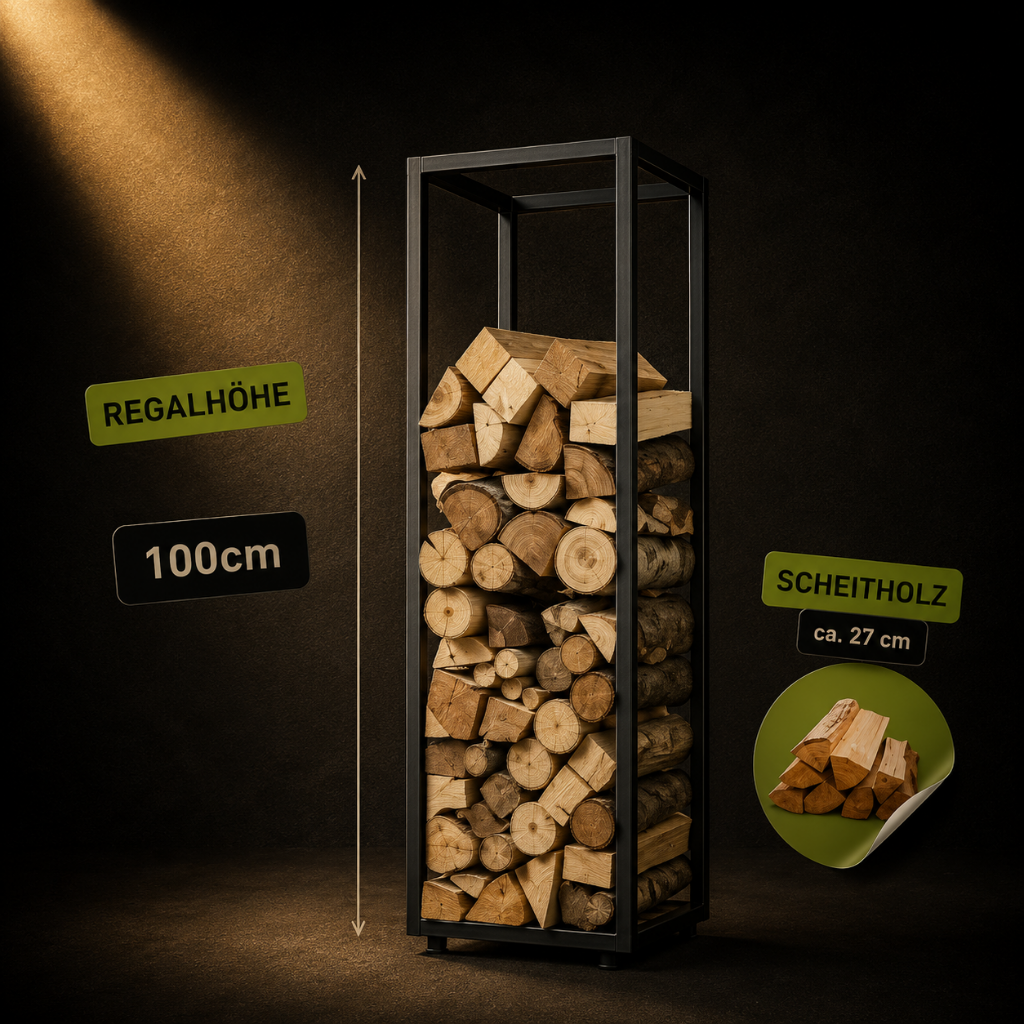 Brennholz Buche im Regal 100 cm
