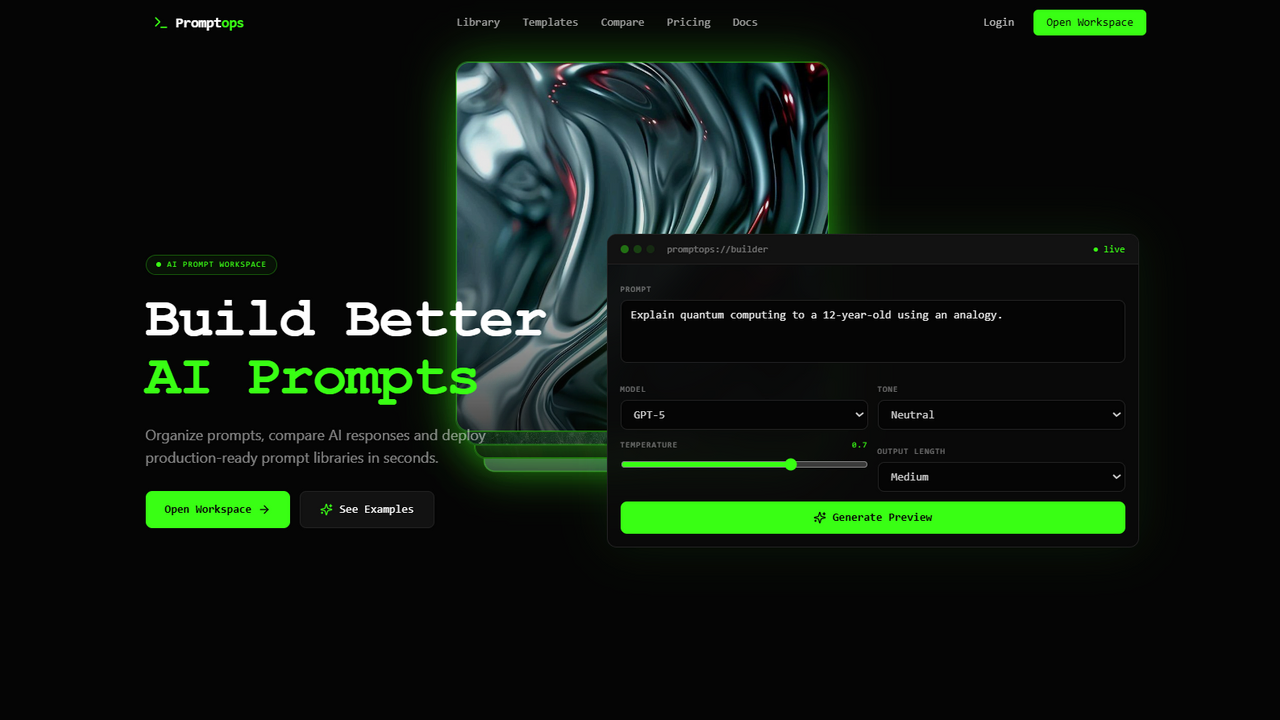 Promptops template preview