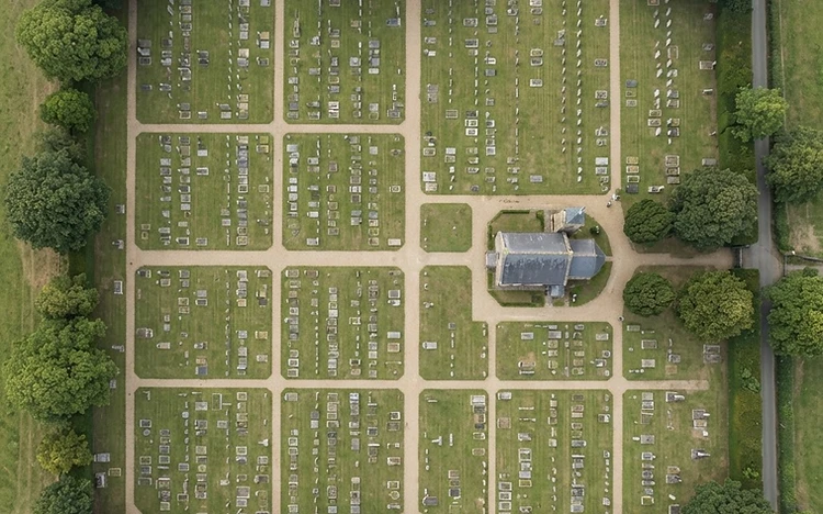 Aerial cemetery map
