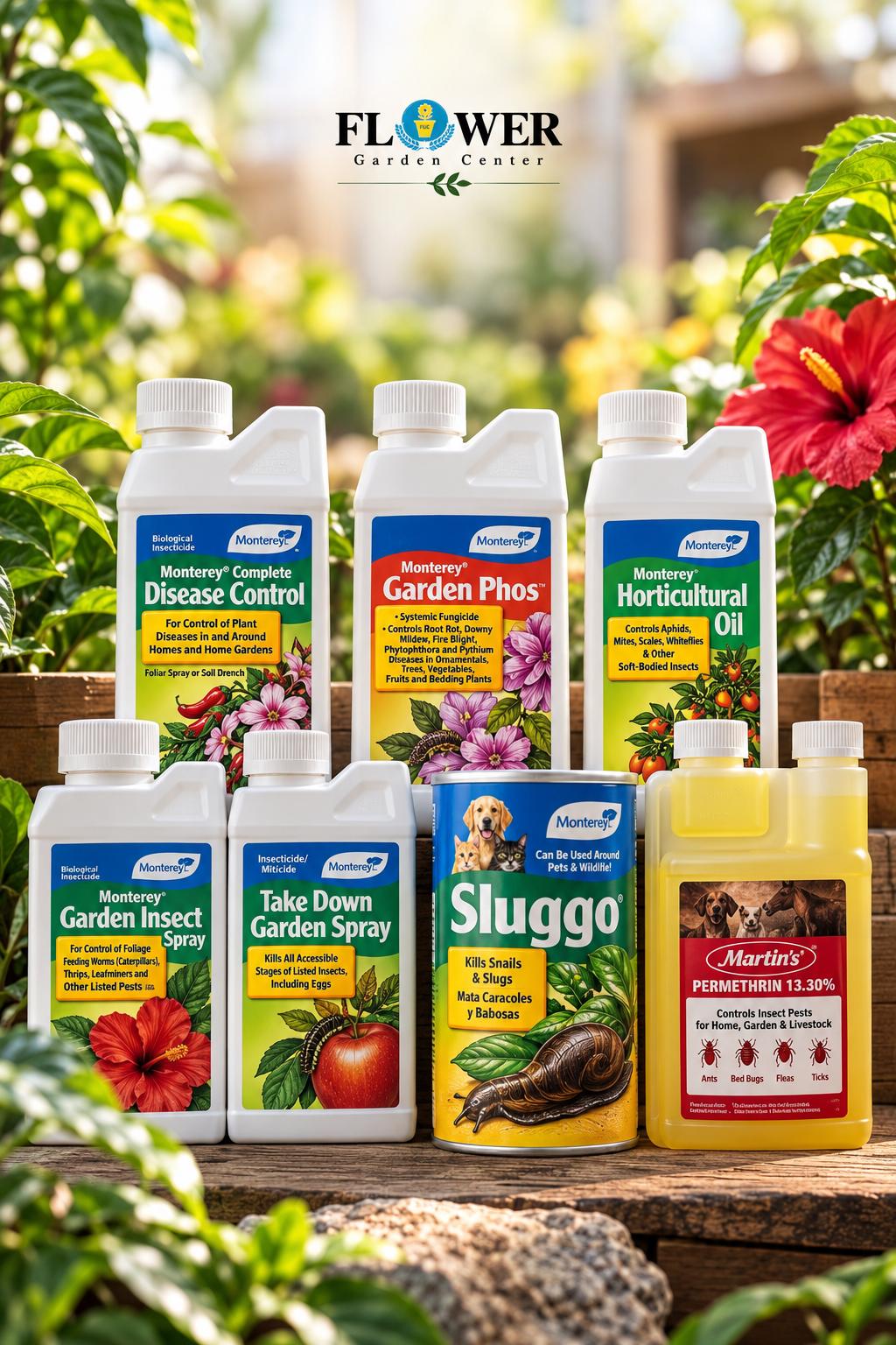 Fungicidas e insecticidas Monterey, Sluggo y Martin's para plantas