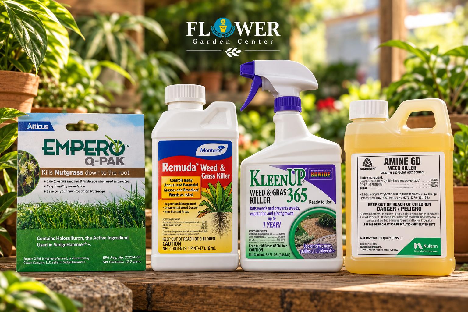 Herbicidas Empero Q-Pak, Remuda, KleenUp y Amine 6D para el jardín