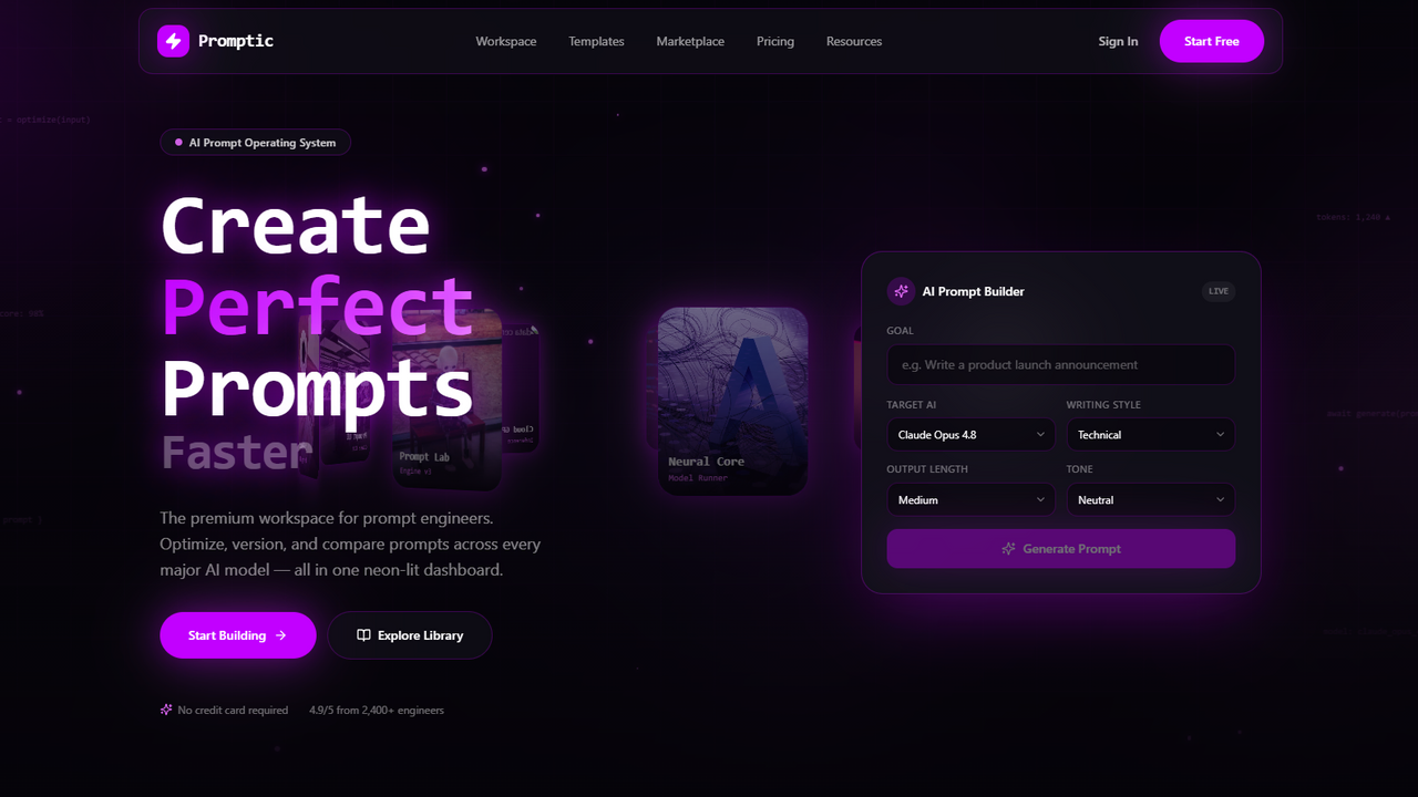 Promptic template preview