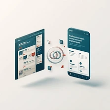 Geteilte Websiteansicht vor und nach einer behutsamen Modernisierung
