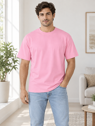 Men’s Plain Pink T-Shirt | Regular-Fit Cotton Tee