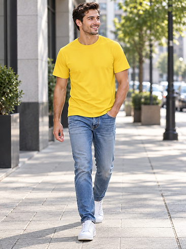 Men’s Plain Yellow Round Neck T-Shirt – Regular Fit