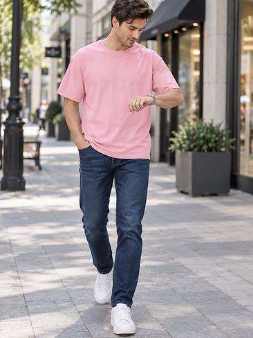 Men’s Plain Pink T-Shirt | Regular-Fit Cotton Tee