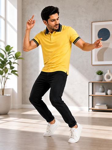 Premium Men's Yellow Polo T-Shirt with Navy Collar | Dry Fit Casual Wear