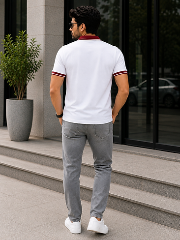 Premium White Polo T-Shirt for Men | Cotton Blend Casual Polo 