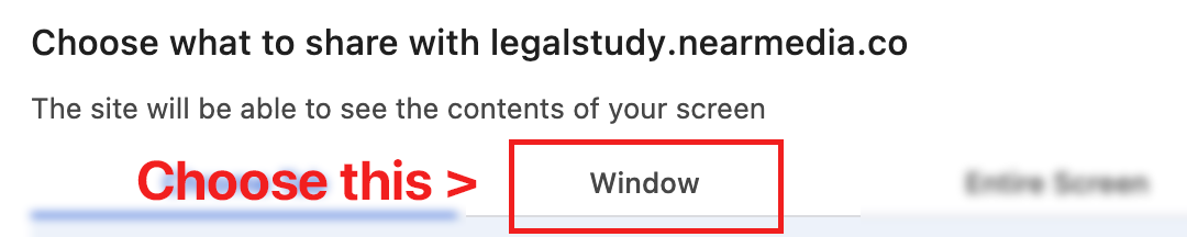 Choose the Window tab in the share dialog