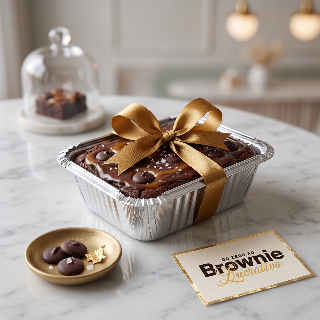 Brownie em marmitinha de alumínio com fita