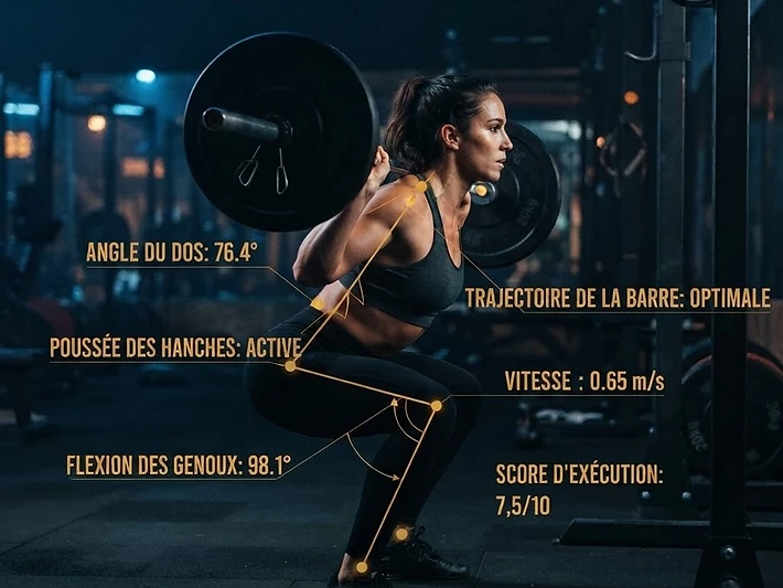 Analyse d'exécution d'un squat par l'IA PeakLink