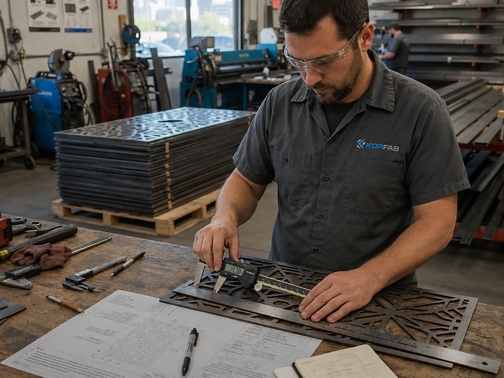 KorFab Inspect stage — custom metal fabrication