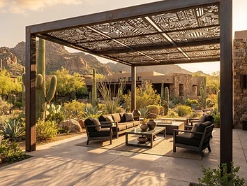 Pool Deck Privacy Screens — custom metal fabrication by KorFab