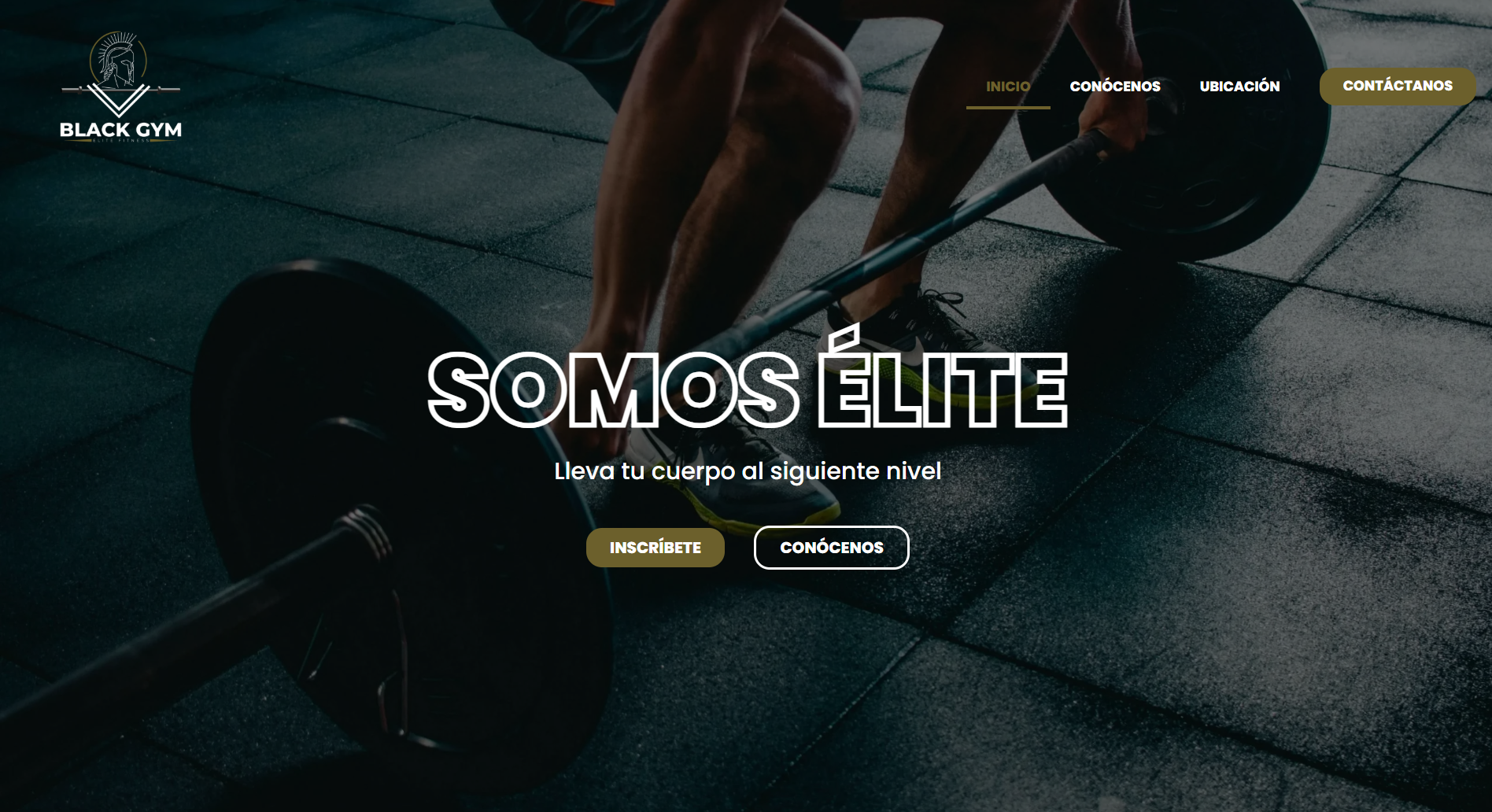 Captura de pantalla de la landing page de Black Gym Elite Fitness