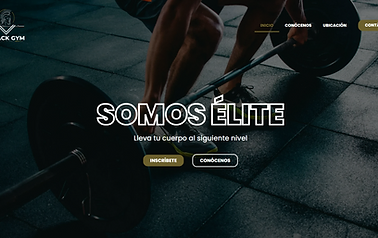 Captura de pantalla de la landing page de Black Gym Elite Fitness