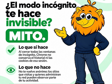 Infografía de Liceraion: el modo incógnito no te hace invisible, con Leonidas explicando sus límites