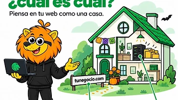 Leonidas explica la diferencia entre dominio y hosting utilizando una casa como ejemplo de una página web.