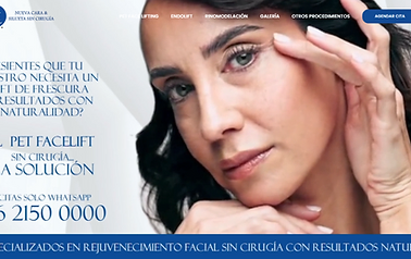 Captura de pantalla del sitio web de Nueva Cara, rejuvenecimiento facial sin cirugía