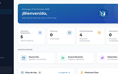 Panel del sistema web de control y registro para el sector médico