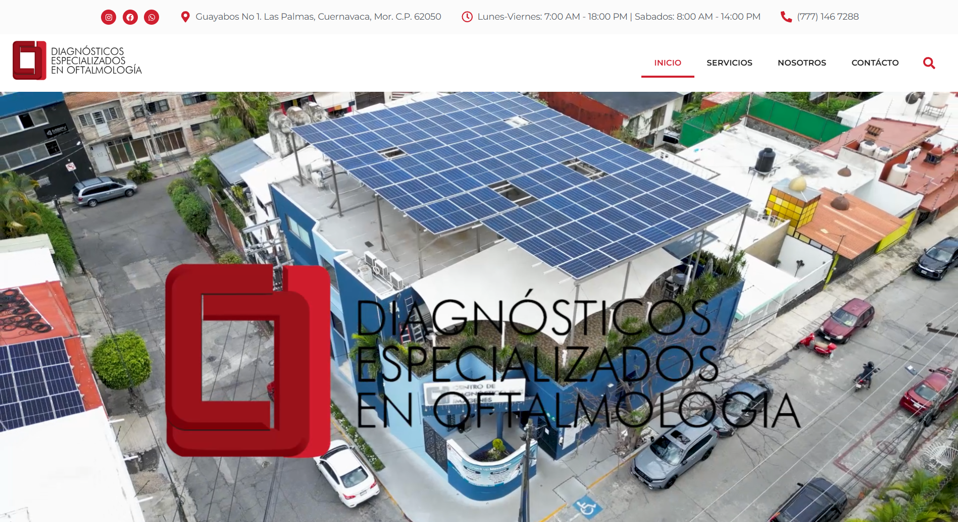 Captura de pantalla de la landing page de CDI Oftalmología, diagnósticos especializados en oftalmología