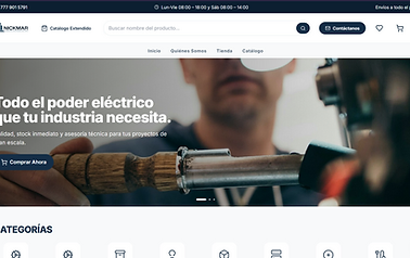 Captura de pantalla de la tienda en línea de Nickmar Materiales Eléctricos
