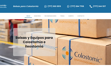 Captura de pantalla del sitio web y tienda en línea de Colostomic, bolsas y equipos para colostomía e ileostomía