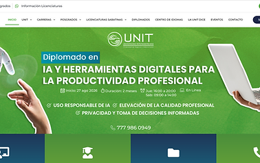 Captura de pantalla del sitio web de UNIT - Universidad Interamericana, universidad de negocios y administración