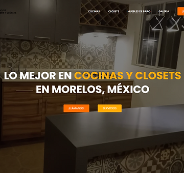 Captura de pantalla del sitio web de J&J Cocinas y Clósets en Morelos, México