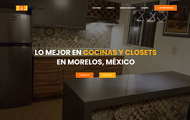 Captura de pantalla del sitio web de J&J Cocinas y Clósets en Morelos, México