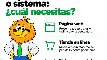 Infografía de Liceraion: página web, tienda en línea o sistema a medida, y qué resuelve cada solución
