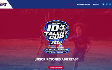 Captura de pantalla del sitio web de Guesumoto Sports, torneos de fútbol de primera y segunda división