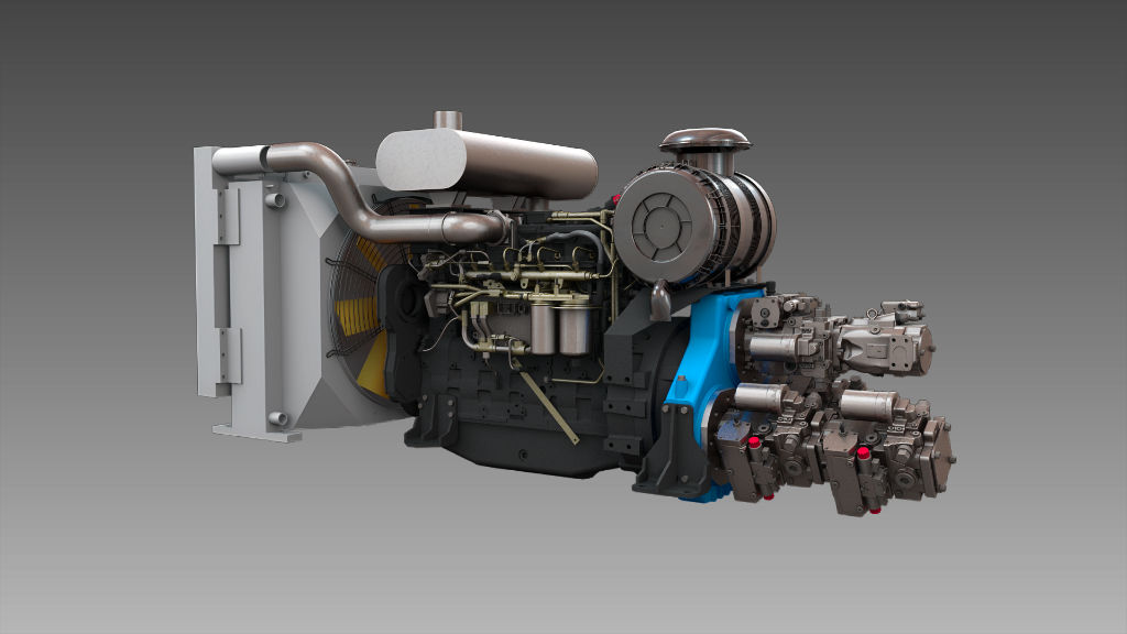 QLS8.9-C325-30 engine and hydraulic pump stack
