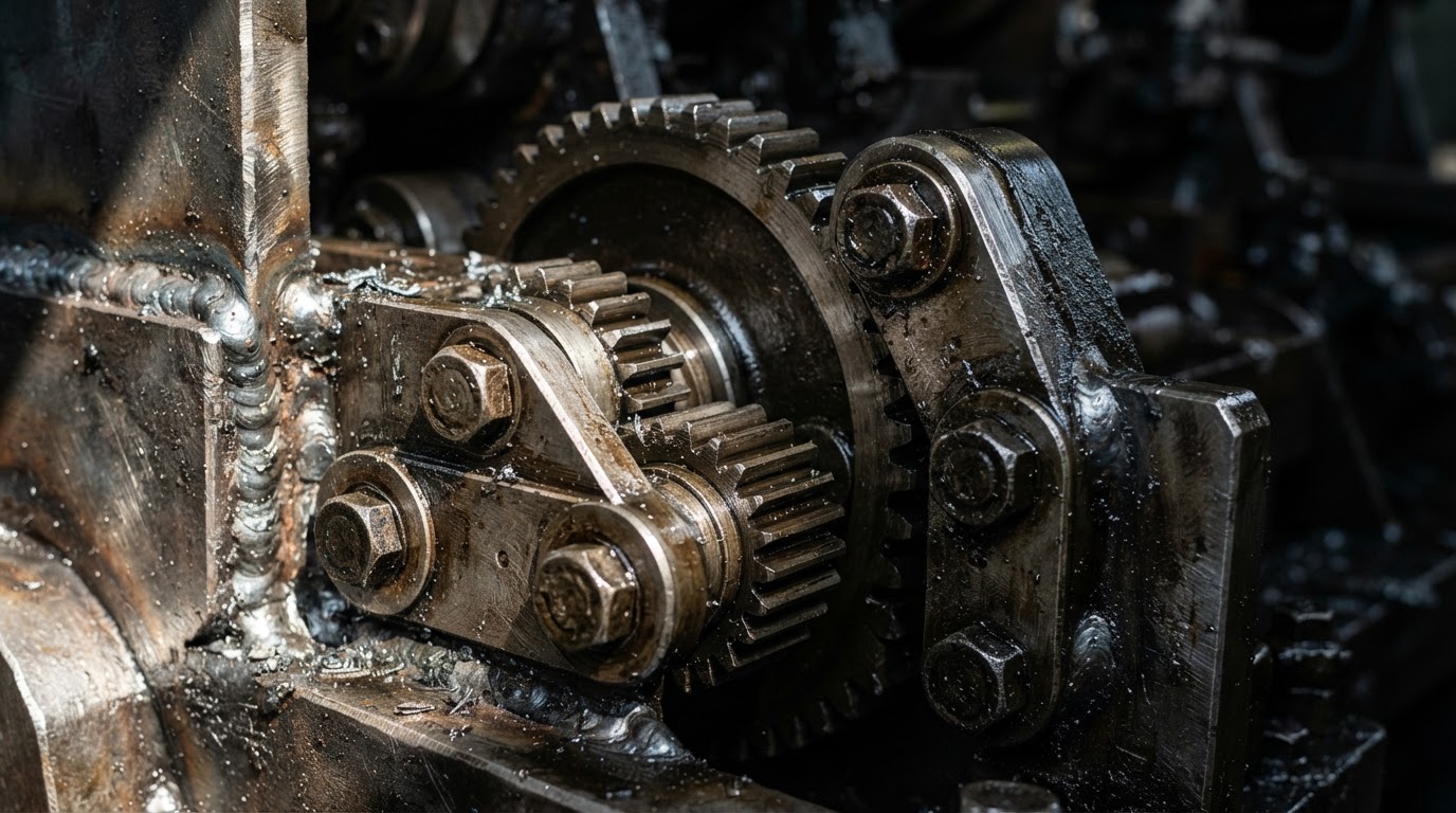 Macro detail of machined steel components