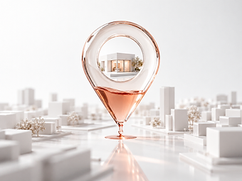 A glass location marker highlighting an aesthetic clinic
