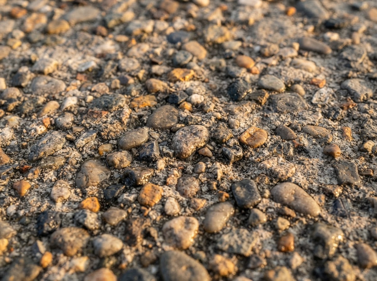 Macro texture of exposed aggregate concrete