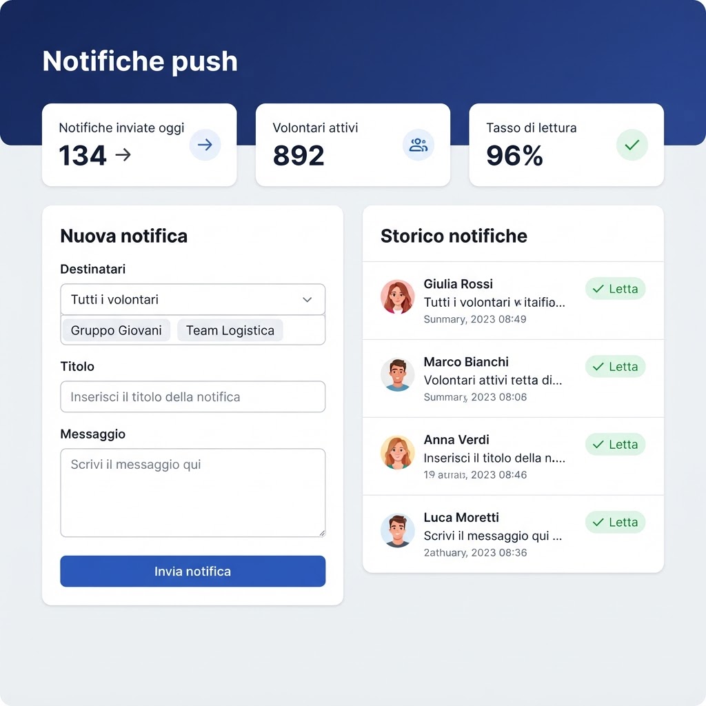 Notifiche push e avvisi centralizzati