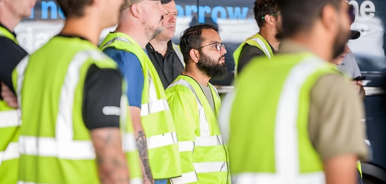Forge Logistics drivers attending an operational briefing before a shift