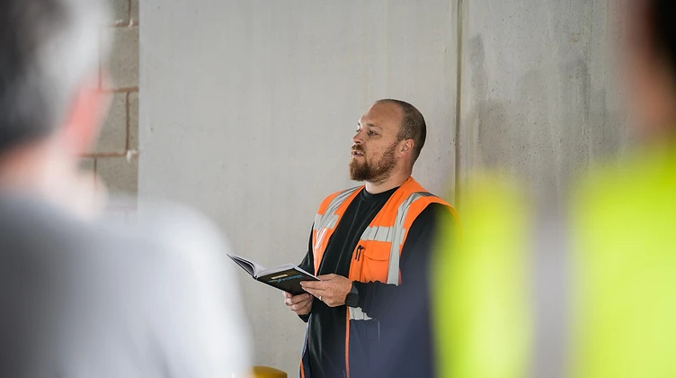 Forge Logistics team leader briefing colleagues at the depot
