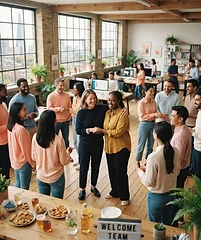 A growing team in their shared workplace