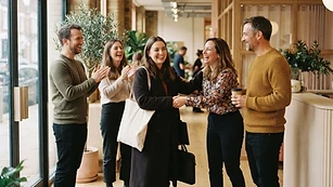 Colleagues welcoming a new teammate