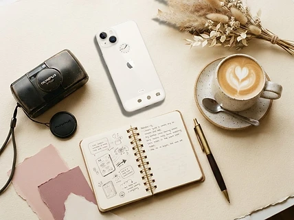 Aesthetic content flatlay