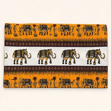 Golden Elephant Parade Fabric — Mwanamke Heritage African fabric