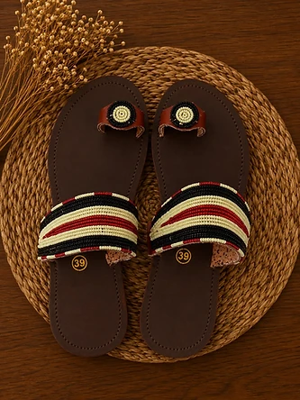 Sahel Stripe Sandal — Mwanamke Heritage handmade sandal