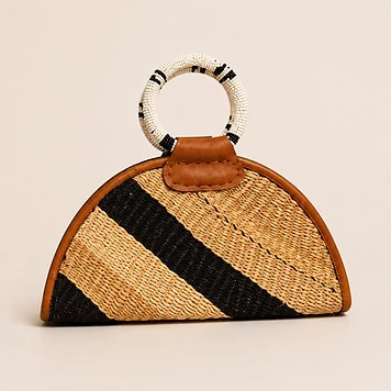 Half-Moon Tote — Natural Stripe — Mwanamke Heritage bag