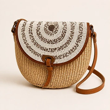 Beaded Arch Crossbody — Natural — Mwanamke Heritage bag