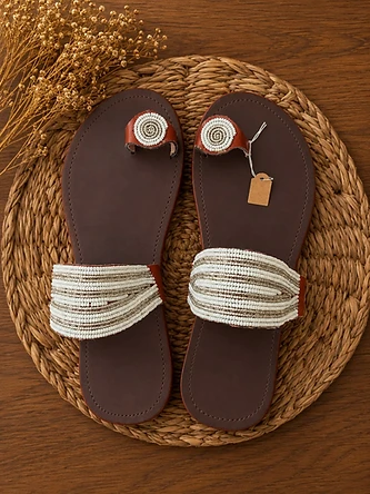 Silver Mist Sandal — Mwanamke Heritage handmade sandal
