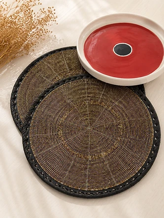 Beaded Charger Plates — Bronze — Mwanamke Heritage home & décor