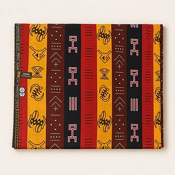 African Tribal Print Fabric — Red, Gold & Black — Mwanamke Heritage African fabric